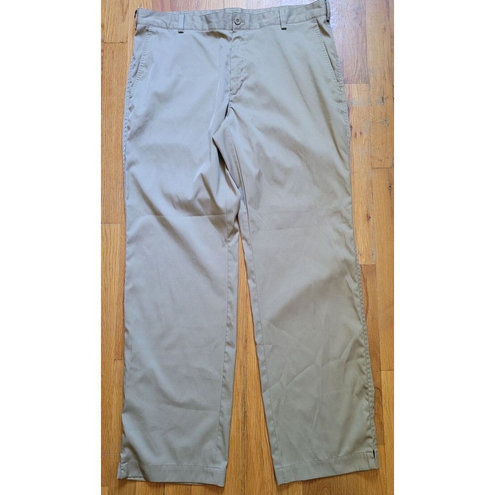 Nike Golf Pants Mens Sz 36X32 (37×32) Beige Khaki Dri-Fit Flat Front Chino